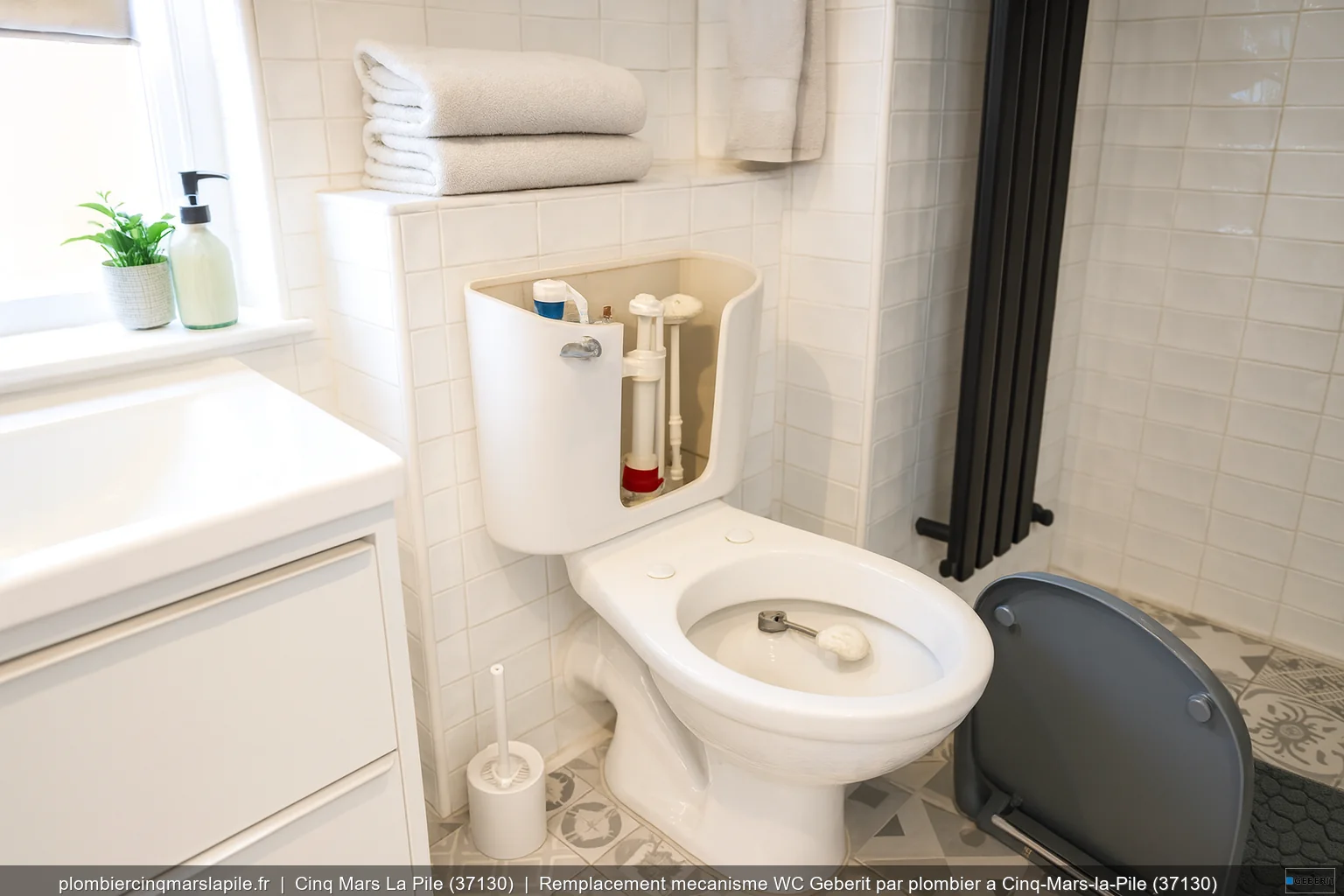 Remplacement mecanisme WC Geberit par plombier a Cinq-Mars-la-Pile (37130)