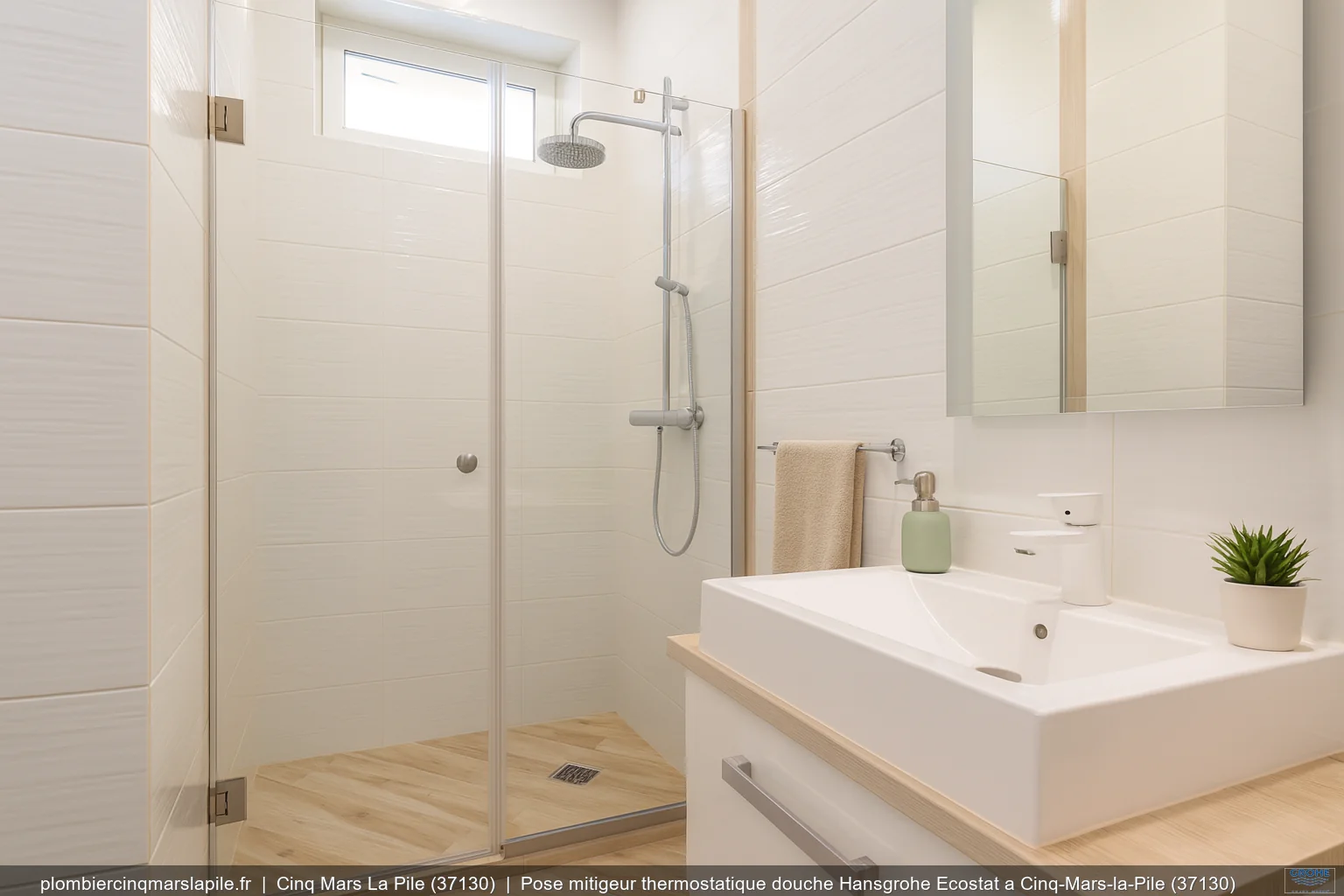 Pose mitigeur thermostatique douche Hansgrohe Ecostat a Cinq-Mars-la-Pile (37130)