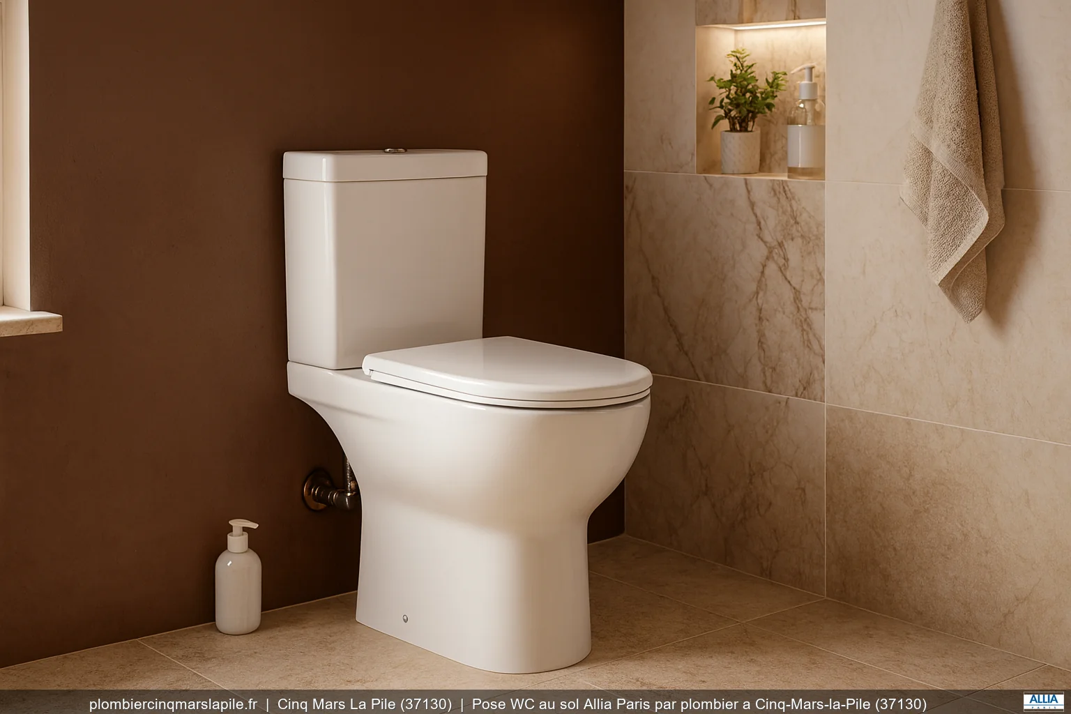 Pose WC au sol Allia Paris par plombier a Cinq-Mars-la-Pile (37130)